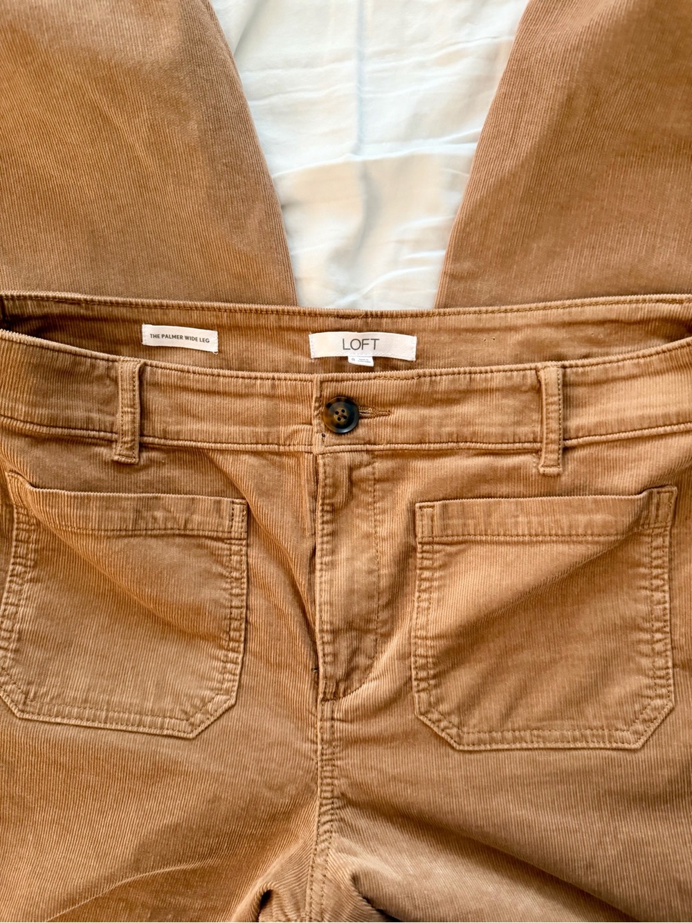 LOFT Wide-Leg Corduroy Pants in Camel Brown